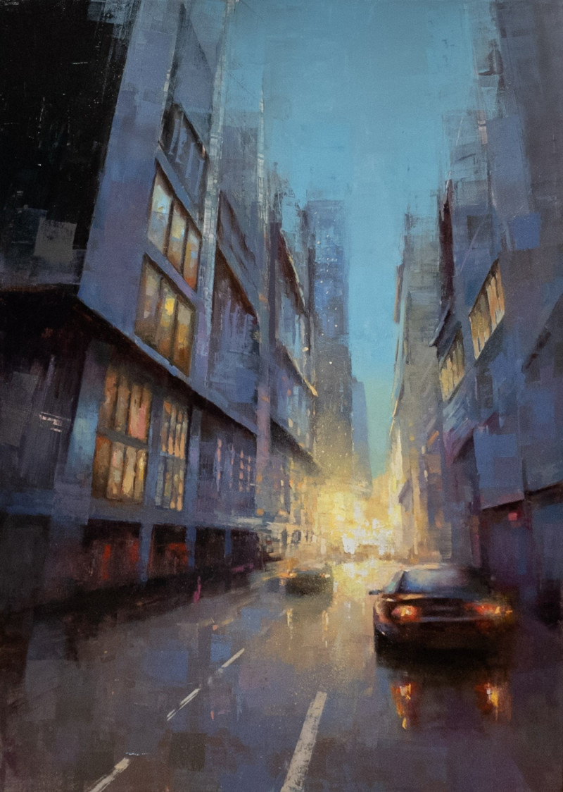 Light original painting by Aleksandr Jerochin. Urbanistic - Cityscape
