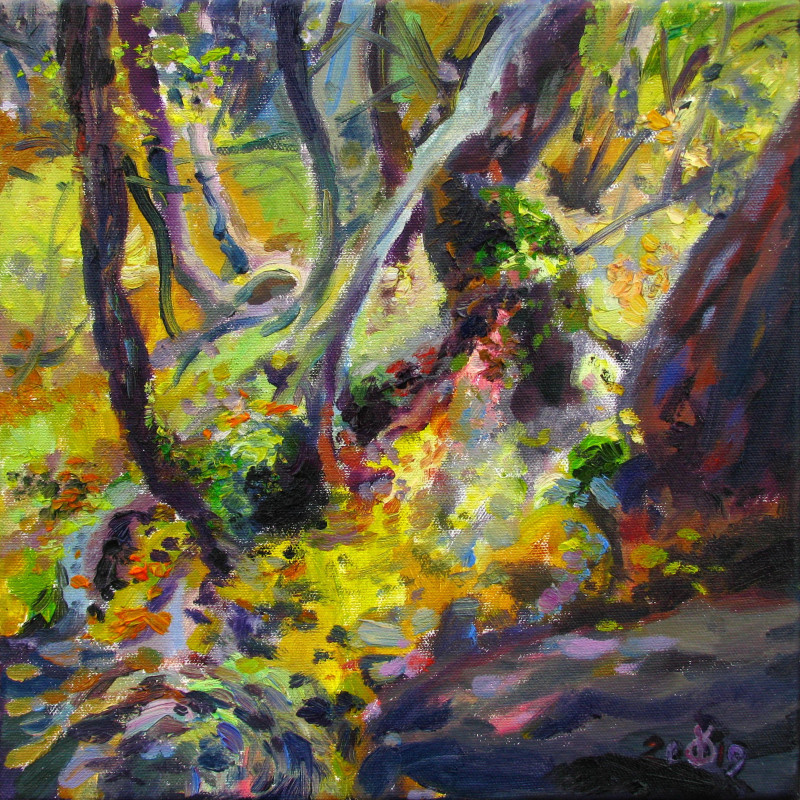 Dalia Čistovaitė tapytas paveikslas Ruduo miške, Miniatiūros - Maži darbai , paveikslai internetu