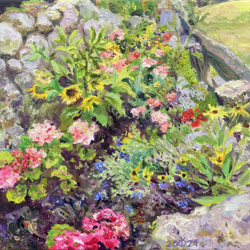 Maldutis Flowers Field / donation to Ukraine original painting by Dalia Čistovaitė. Slava Ukraini