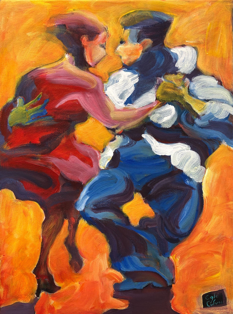 Rosa & Roberto original painting by Eglė Colucci. Dance - Music