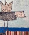 Robertas Strazdas tapytas paveikslas Lyg rūkas, lyg ne. Bet paukštis tikrai, Animalistiniai paveikslai , paveikslai internetu