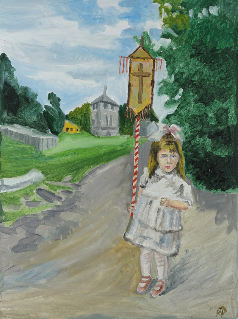 Kristina Daniūnaitė tapytas paveikslas Keliu / parama Ukrainai, Slava Ukraini , paveikslai internetu
