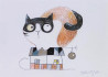 Travel Cat. From the series \\"Kitten Stories\\" original painting by Salvija Zakienė. Animalistic Paintings