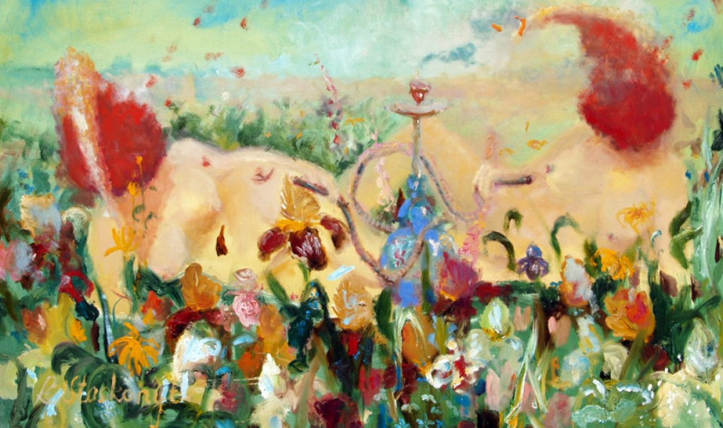 Rasa Staskonytė tapytas paveikslas Poilsis tarp irisu, Abstrakti tapyba , paveikslai internetu