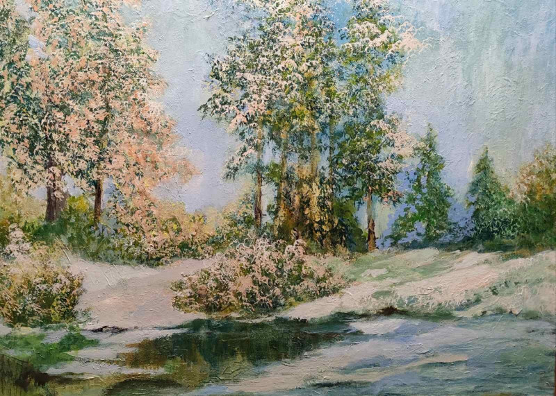 First Snow original painting by Birutė Butkienė. Landscapes