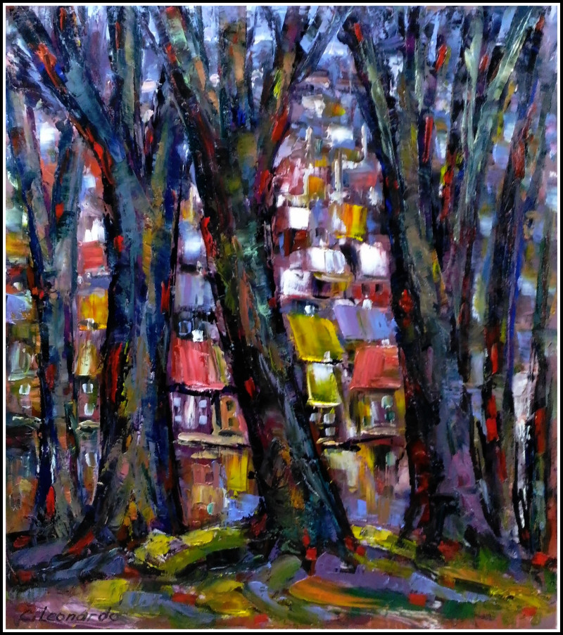 City Trees original painting by Leonardas Černiauskas. Landscapes