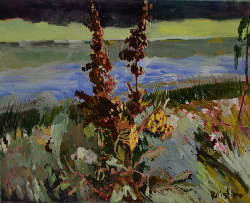 Kristina Darulienė tapytas paveikslas Upė ir arklio žolės, Gėlių kalba , paveikslai internetu