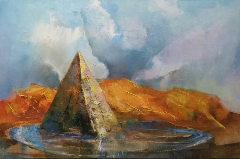 Jonas Dailidėnas tapytas paveikslas Piramidė, Peizažai , paveikslai internetu