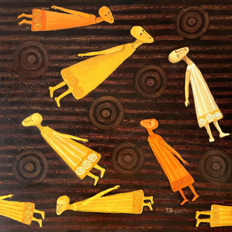 Inga Dambrauskienė tapytas paveikslas Pasiklydę vertime, Tapyba su žmonėmis , paveikslai internetu