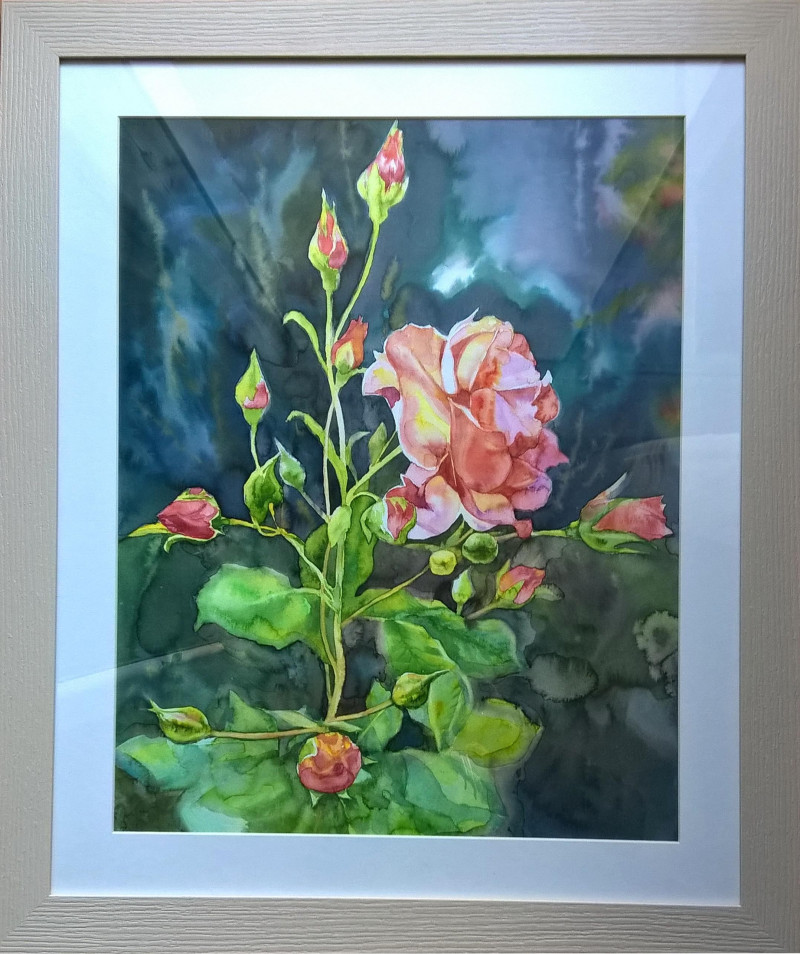 Algirdas Zibalis tapytas paveikslas Raudona rožė, Gėlės , paveikslai internetu