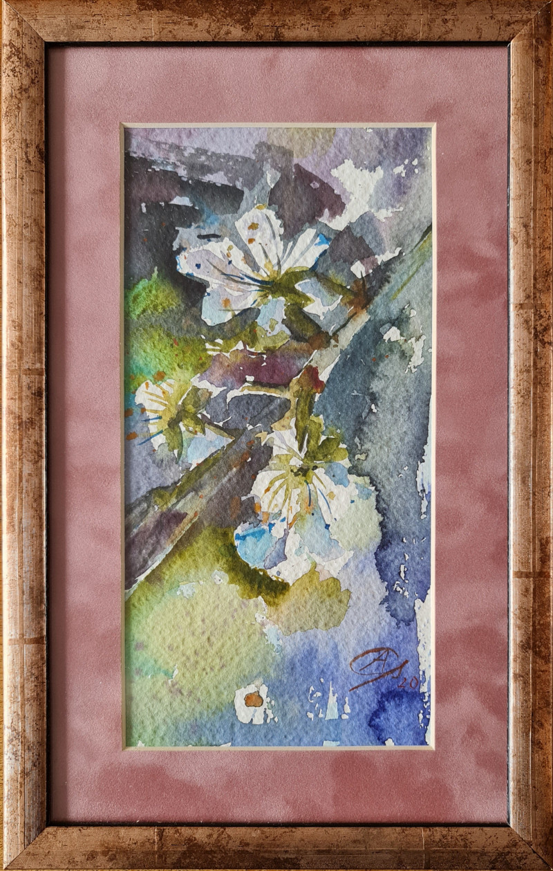 Aušra Sirutienė-Oreigė tapytas paveikslas Žydintis etiudas, Gėlės , paveikslai internetu