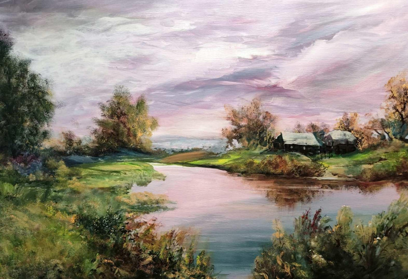 Rose Sky original painting by Birutė Butkienė. Landscapes