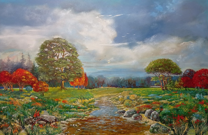 A magical journey original painting by Raimundas Dzimidavičius. Landscapes