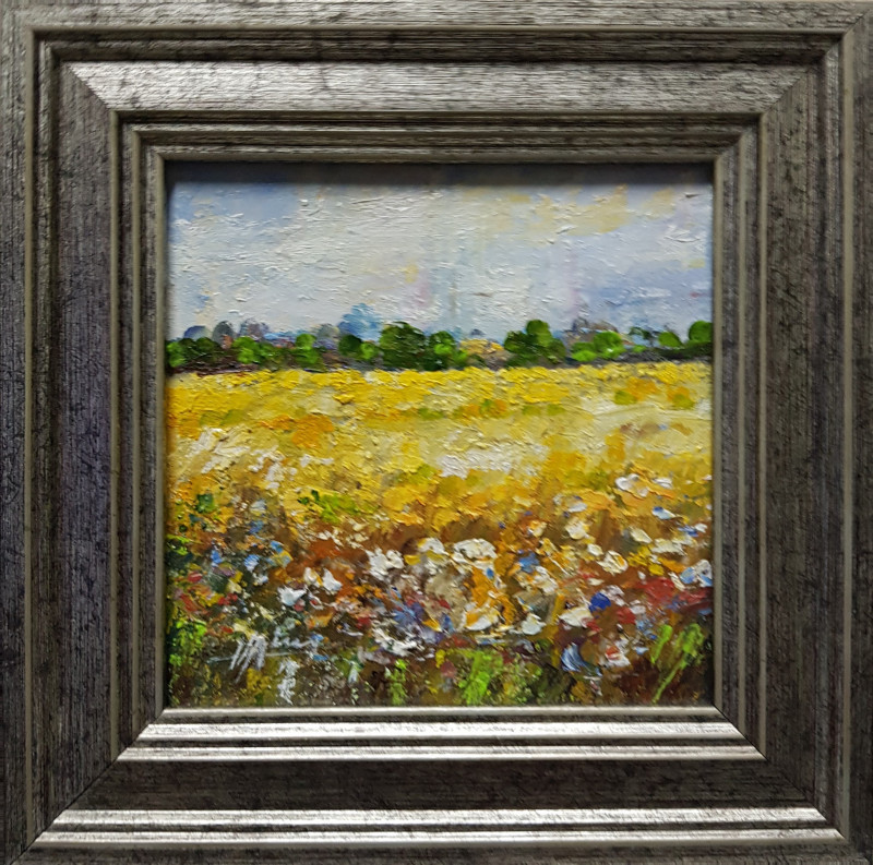 Rape field and not only original painting by Voldemaras Valius. Landscapes
