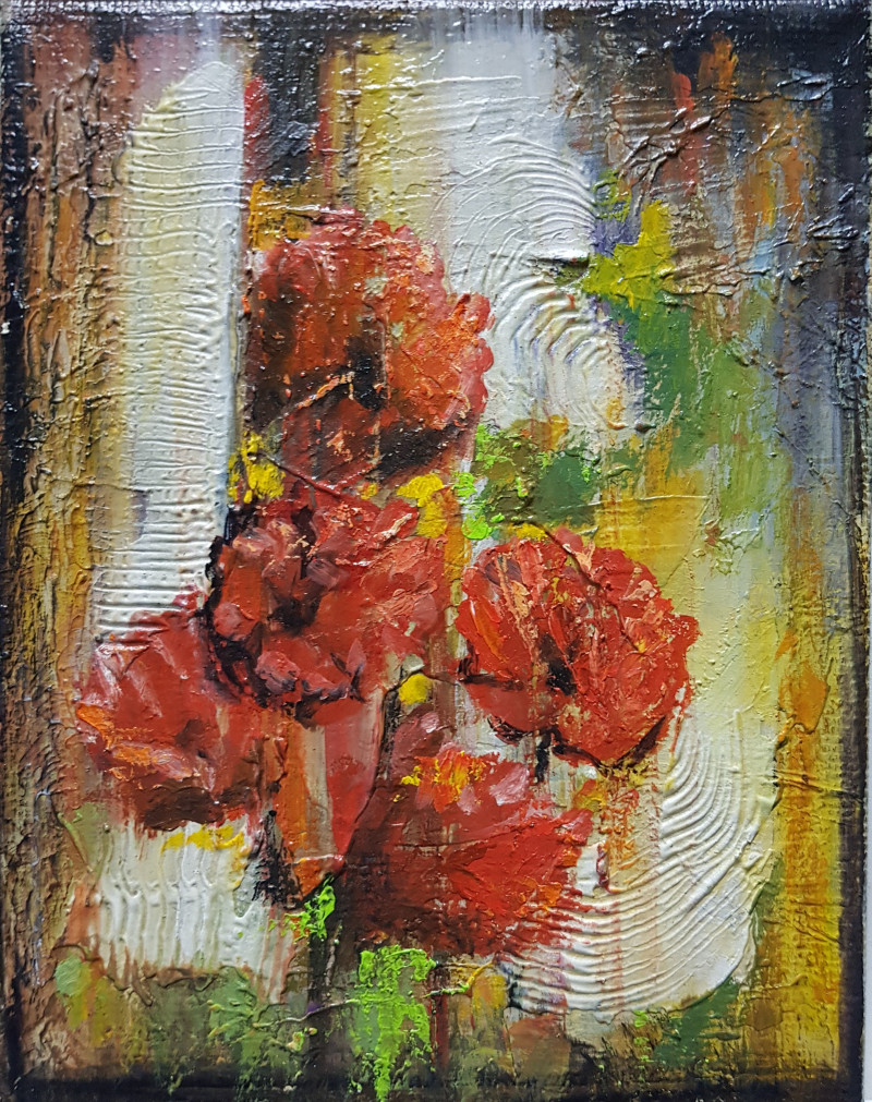Voldemaras Valius tapytas paveikslas Raudonos..., Gėlės , paveikslai internetu