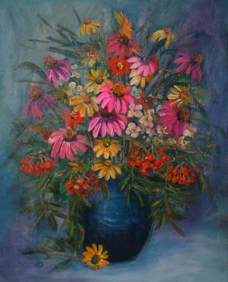 Vase original painting by Lidija Dailidėnienė. Flowers
