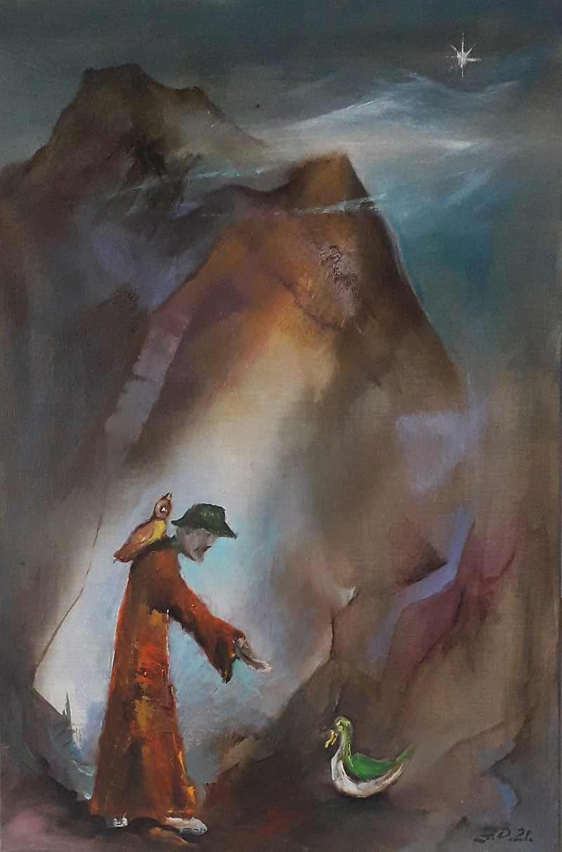 Jonas Dailidėnas tapytas paveikslas Atsiskyrėlis, Tapyba aliejumi , paveikslai internetu