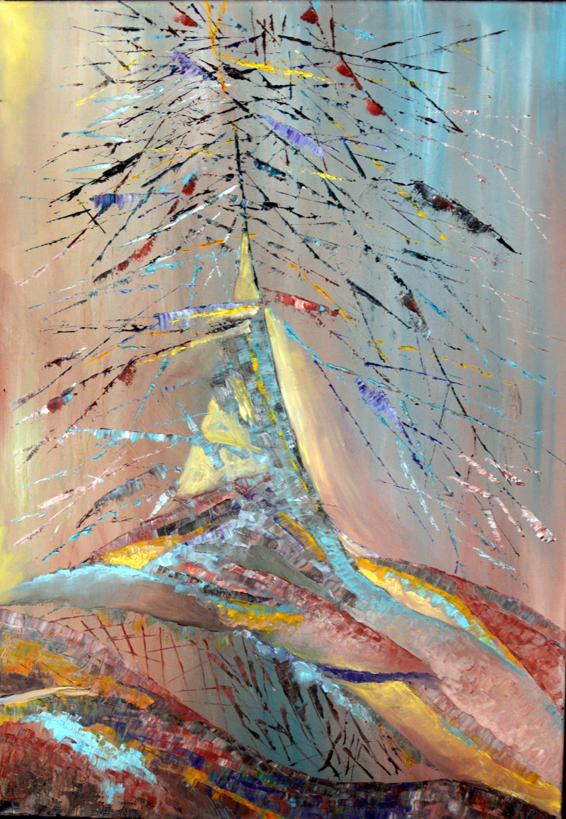 Lina Urbanavičienė tapytas paveikslas Kalėdos dykumoje, Abstrakti tapyba , paveikslai internetu