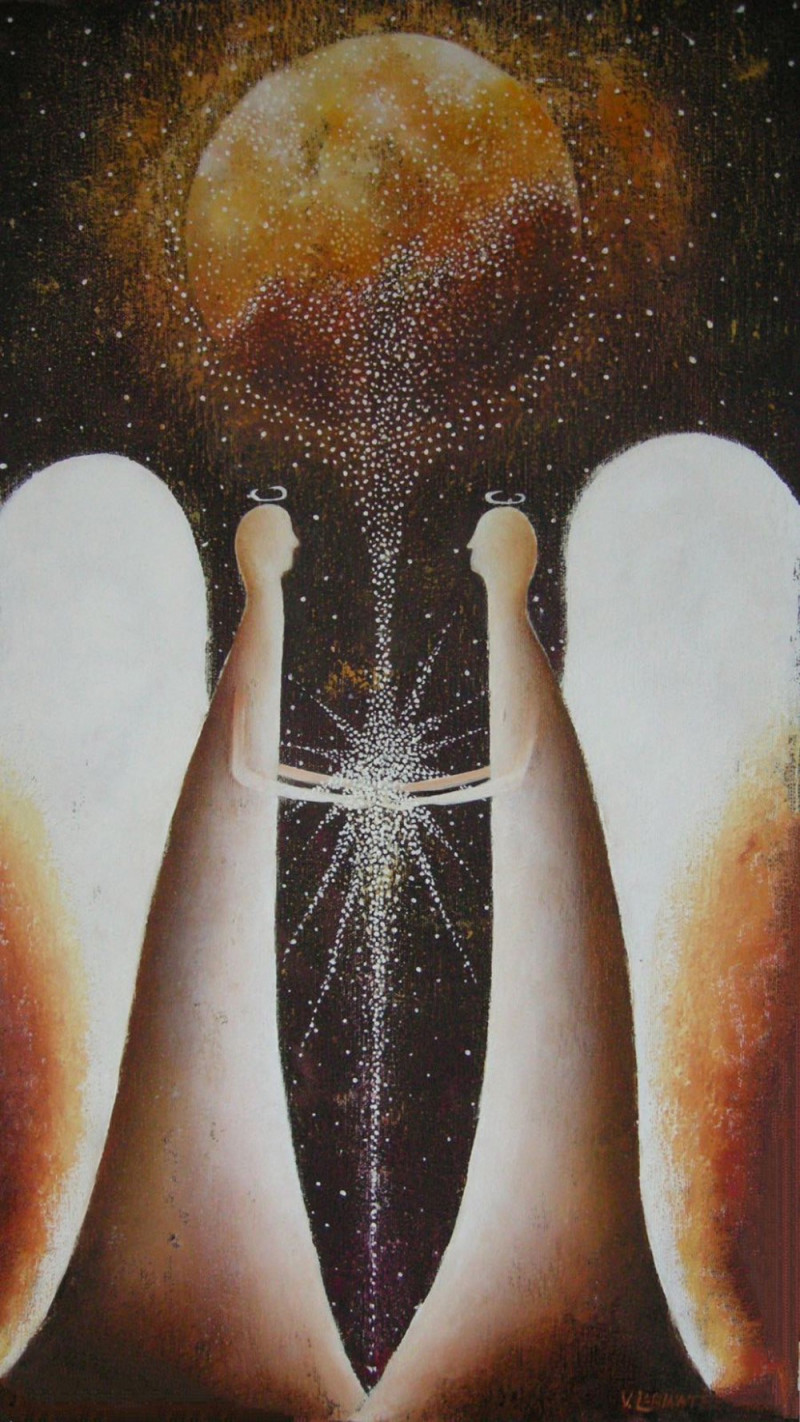 Viktorija Labinaitė tapytas paveikslas Angelų mėnulis , Angelų kolekcija , paveikslai internetu