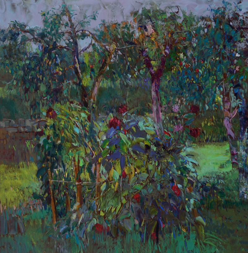 Šarūnas Šarkauskas tapytas paveikslas Jurginai sode, Gėlės , paveikslai internetu
