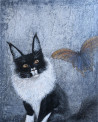 Olga Kom tapytas paveikslas Kitty and butterfly, Animalistiniai paveikslai , paveikslai internetu