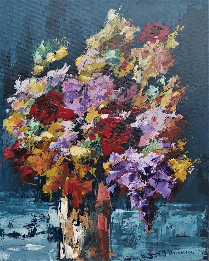 Two In A Crowd original painting by Vytautas Vaicekauskas. Flowers