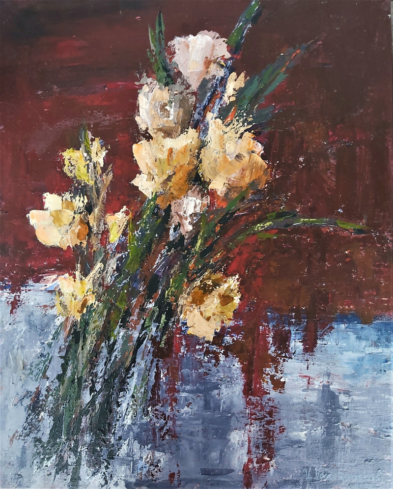 At The Lake original painting by Vytautas Vaicekauskas. Talk Of Flowers
