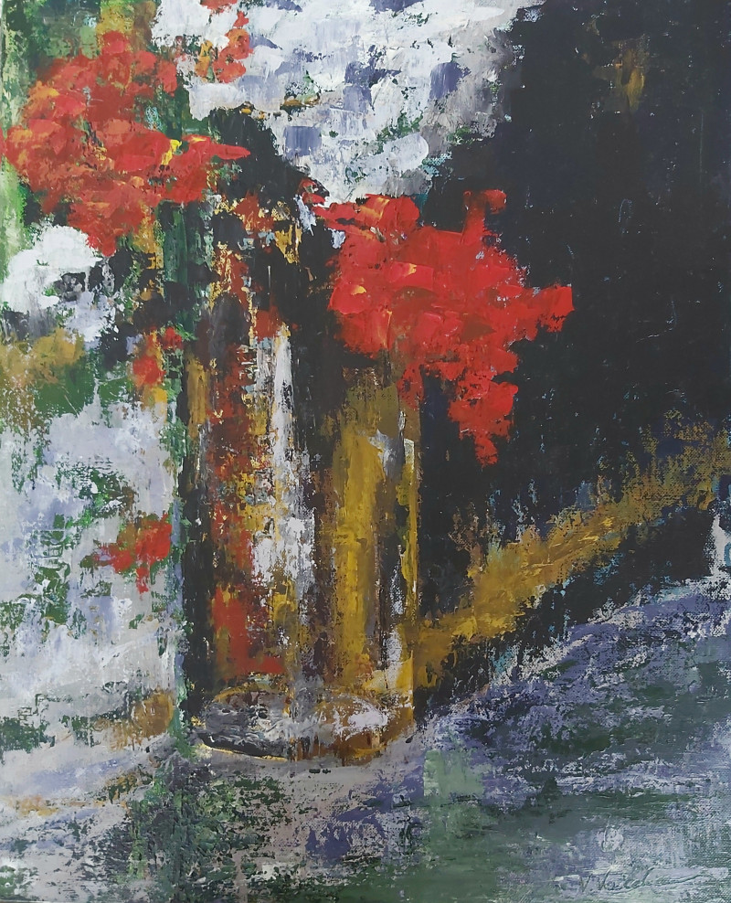 Red Evening original painting by Vytautas Vaicekauskas. Talk Of Flowers