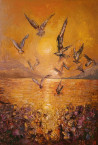 Simonas Gutauskas tapytas paveikslas Žuvėdros virš auksinio ežero, Rinktiniai peizažai , paveikslai internetu