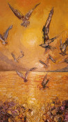 Simonas Gutauskas tapytas paveikslas Žuvėdros virš auksinio ežero, Rinktiniai peizažai , paveikslai internetu