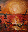 Simonas Gutauskas tapytas paveikslas Žuvėdros prieš saulėlydį, Daugiau yra geriau , paveikslai internetu