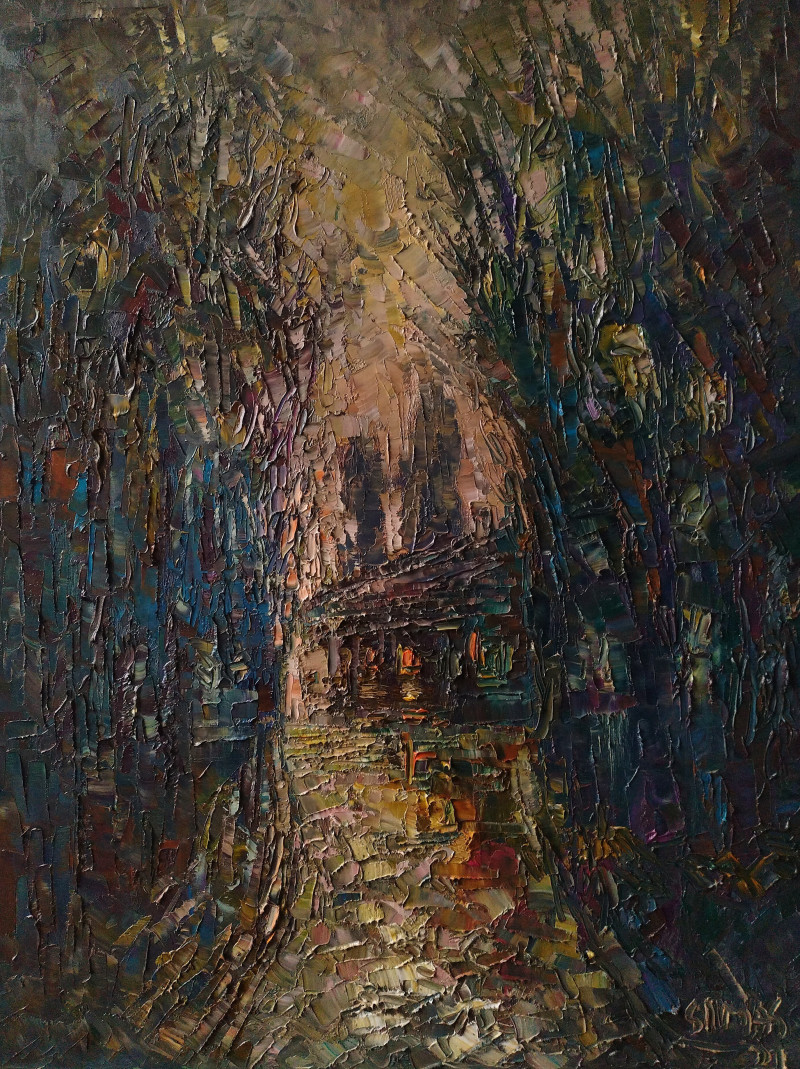 Simonas Gutauskas tapytas paveikslas Kelias į sodybą, Abstrakti tapyba , paveikslai internetu