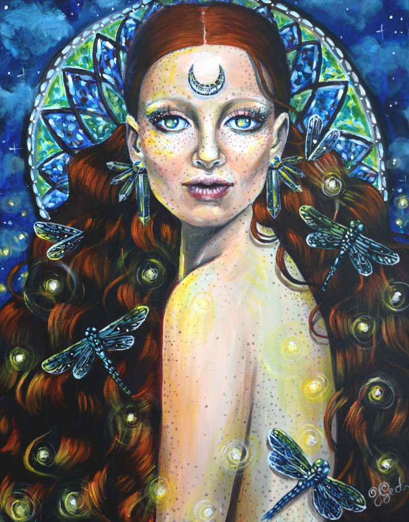 Blue witch original painting by Julija Fokina. Beauty Of A Woman