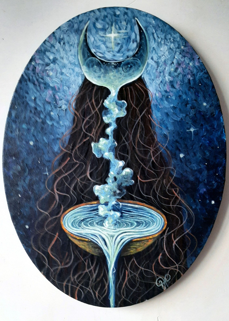 Neptune original painting by Julija Fokina. Freed Fantasy