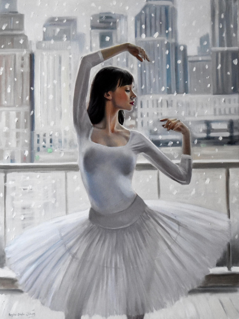 Serghei Ghetiu tapytas paveikslas Žiemos šokis, Šokis - Muzika , paveikslai internetu