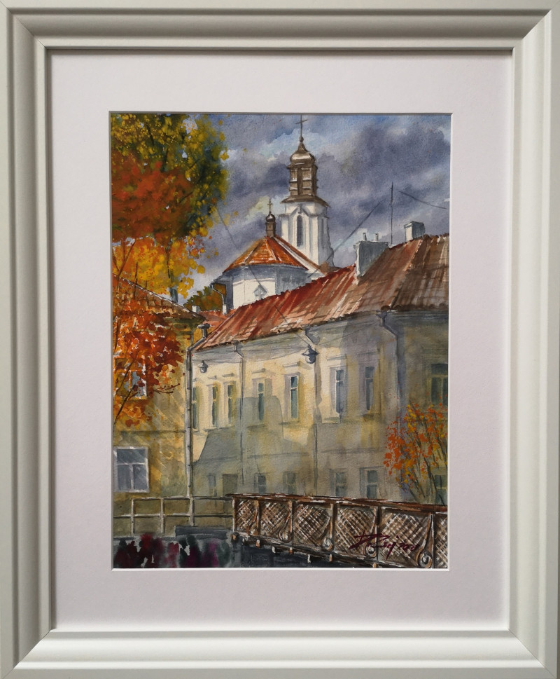 Autumn Colors of Vilnius 2 original painting by Dmitrij Zuj. Urbanistic - Cityscape