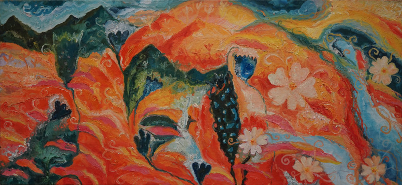 Marius Abramavičius-Neboisia tapytas paveikslas Gėlėtuose kalnuose. Čirdili, Peizažai , paveikslai internetu