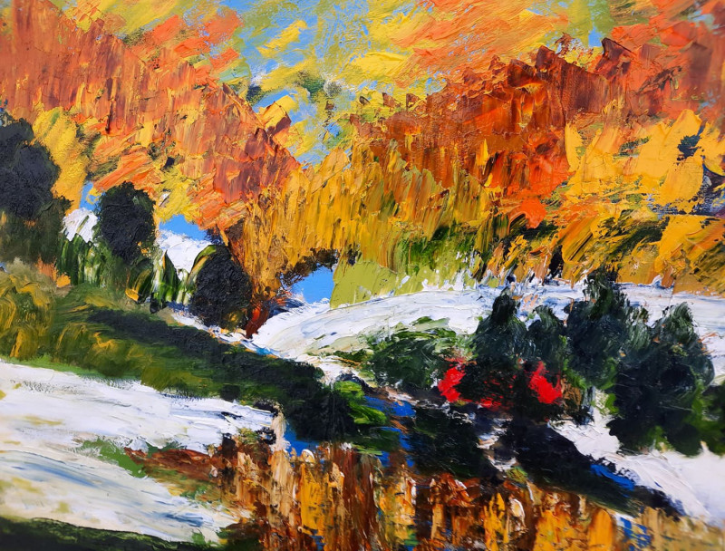 Autumn Story original painting by Gitas Markutis. Landscapes
