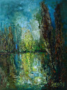 Simonas Gutauskas tapytas paveikslas Žydinčio krūmo atspindys, Peizažai , paveikslai internetu