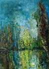 Simonas Gutauskas tapytas paveikslas Žydinčio krūmo atspindys, Peizažai , paveikslai internetu