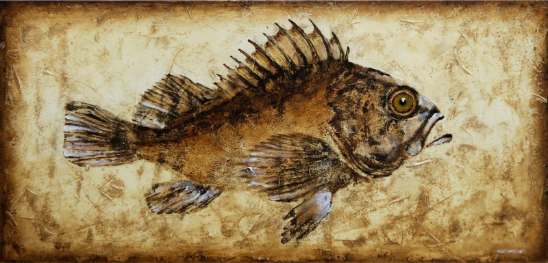 A Fish original painting by Sergejus Želobčastas. Animalistic Paintings