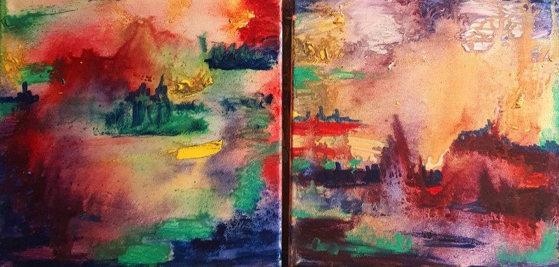Thumbnails No. 6 From the Cycle \\"Play of Colours\\" original painting by Zita-Virginija Tarasevičienė. Abstract Paintings