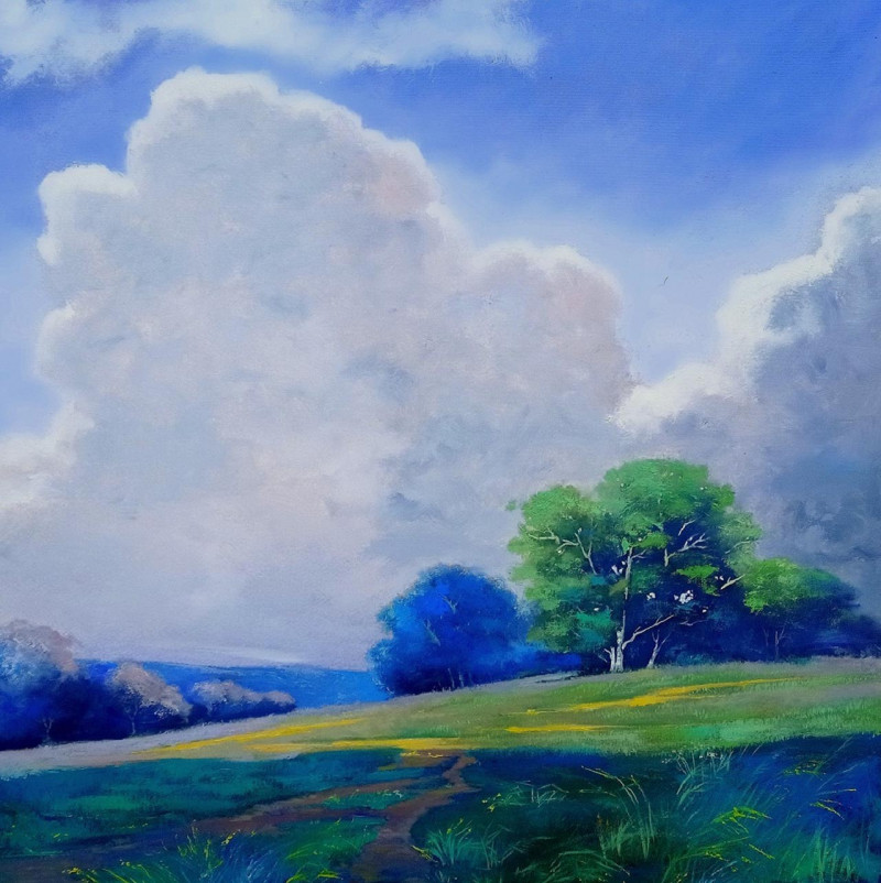 Little Cloud original painting by Raimundas Dzimidavičius. Landscapes