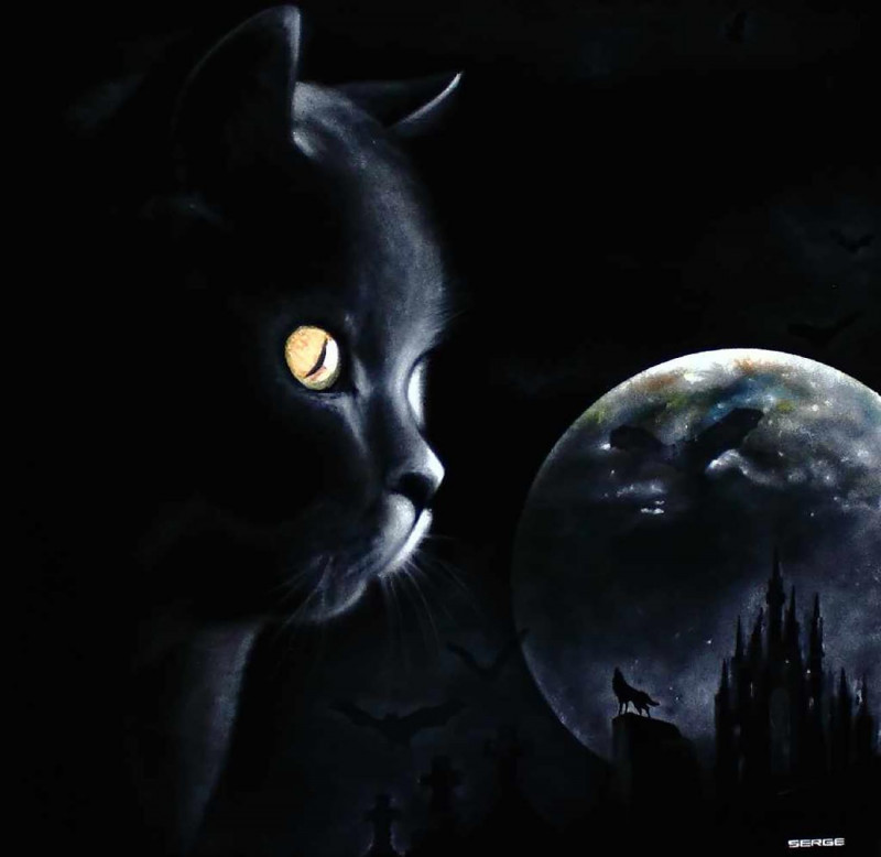 Full Moon original painting by Sergejus Želobčastas. Fantastic