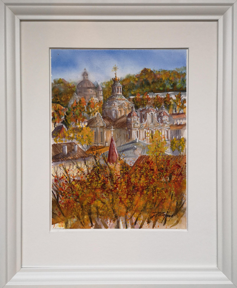 Colors of the Autumn. Vilnius 3 original painting by Dmitrij Zuj. Urbanistic - Cityscape