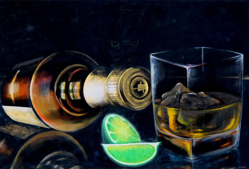 Whiskey 2 original painting by Sergejus Želobčastas. Still-Life