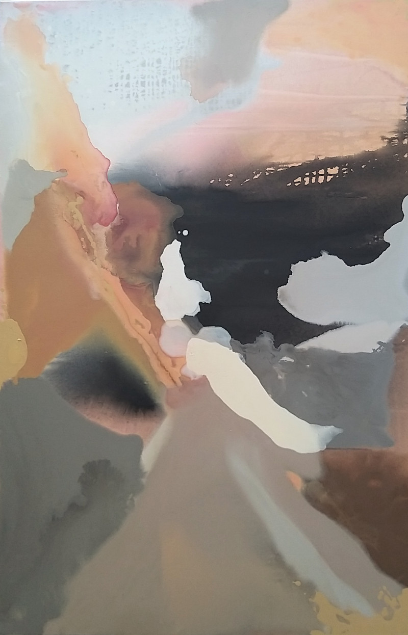 Dalia Kirkutienė tapytas paveikslas Saulės palydėti, Abstrakti tapyba , paveikslai internetu
