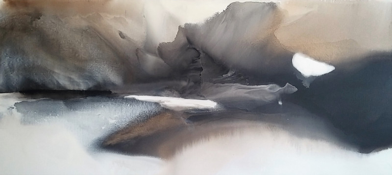 Dalia Kirkutienė tapytas paveikslas Pirmas sniegas, Abstrakti tapyba , paveikslai internetu