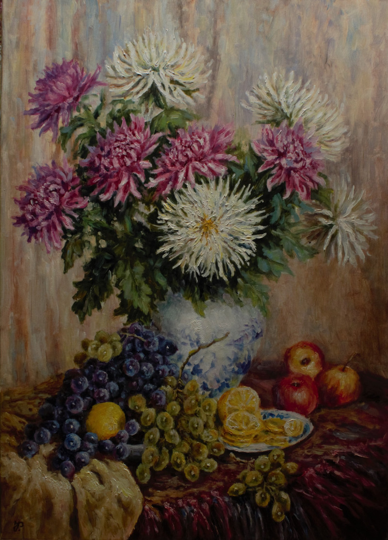 Royal Flowers original painting by Irma Pažimeckienė. Still-Life