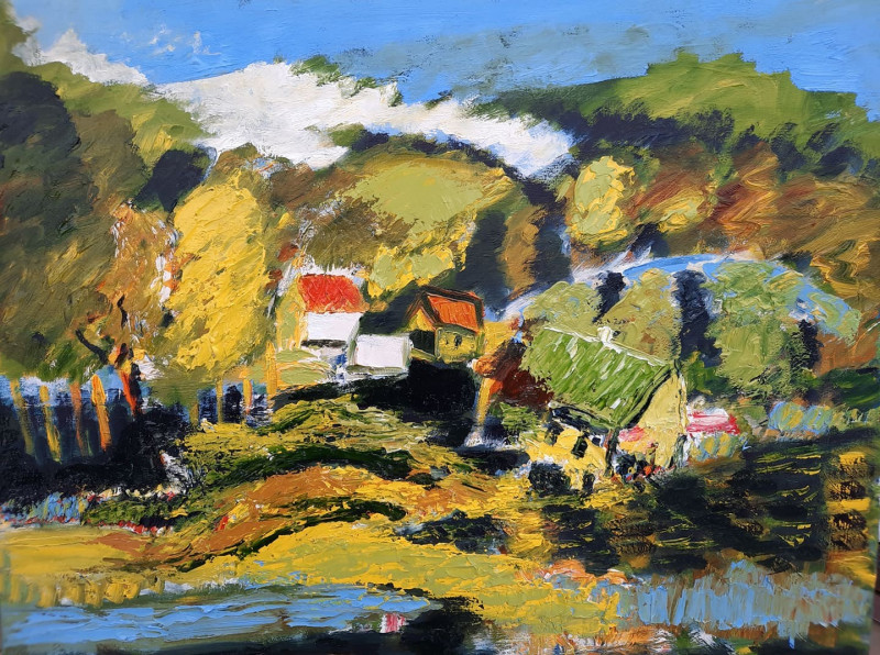 Little House Near Slavantas Lake original painting by Gitas Markutis. Landscapes